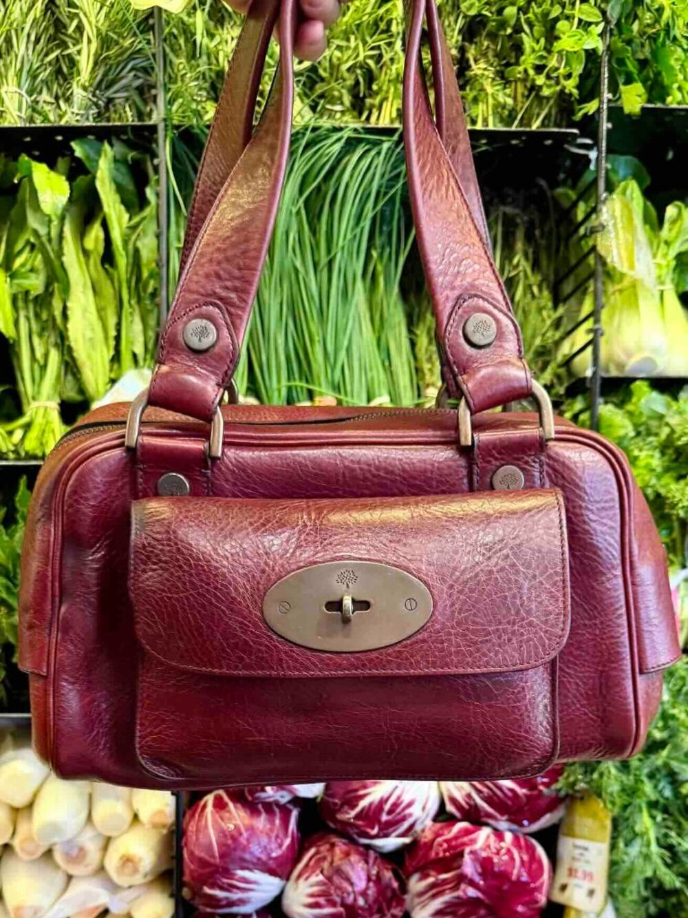 Vintage Rare Mulberry Jamie Satchel Plum Antique Glace EUC oxblood red doctorbag
